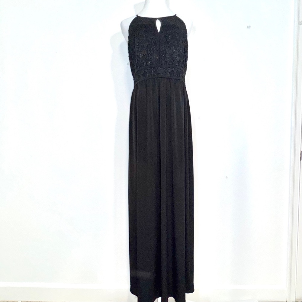 Candalite Black Lace Bodice Sleeveless Evening‎ Maxi Dress Size Large